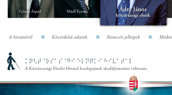 Braille-írás a Köztársasági Elnöki Hivatal oldalán